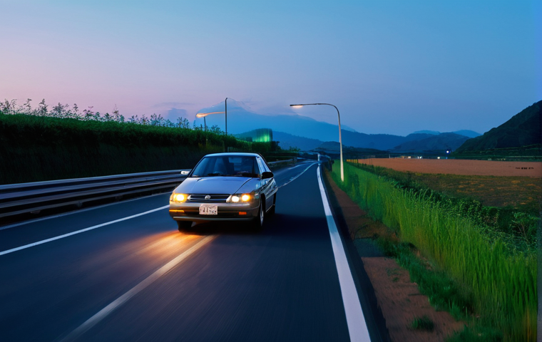 일본 내 도로 및 교통 규칙 - **Prompt 1: Initial Left-Hand Driving Experience in Japan**
    "A candid shot from inside a modern,...